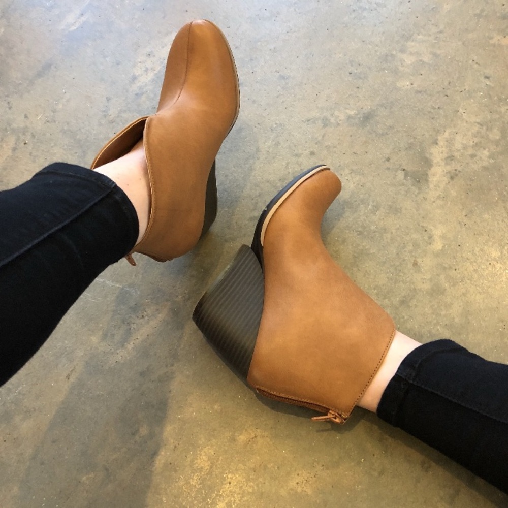 Brown Wedge Heel Booties